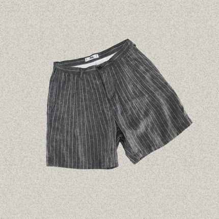 J*eor 男装正品 雅致灰白拼色条纹舒适休闲亚麻外穿短裤 JS52603