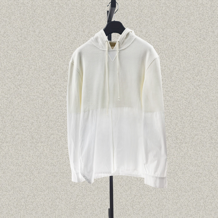 桀A jie*r 男装正品 连帽针梭拼全棉侧开叉米白春秋冬上衣 40502