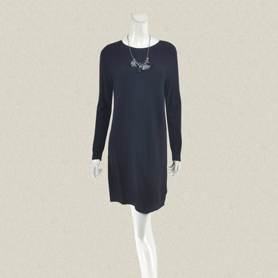 蕾DOW  正品 条纹提花黑色女春秋冬羊毛针织长衫针织连衣裙 59037