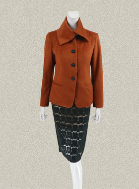 ZO*O 正品 两用翻领单排扣轻熟百搭女春秋冬羊毛薄呢外套二色0254