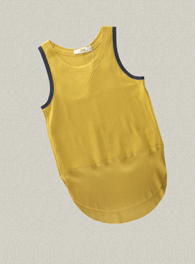 桀* J*eor 男女同款 牛仔拼色包边圆领圆摆棉弹力针织背心 42506