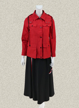 法路INA 正品 带帽立体贴袋喜庆红色女秋冬短风衣外套 FRCW7064