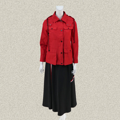 法路INA 正品 带帽立体贴袋喜庆红色女秋冬短风衣外套 FRCW7064