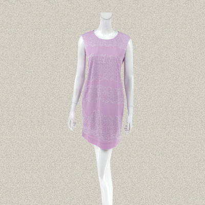 丝fu卡 正品 亮丝提花蕾丝拼贴波纹绣花包肩女夏季连衣裙 280270
