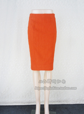 新!Double*爱 人字明线装饰亚麻修身包臀裙女春夏半身裙中裙03109