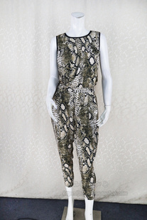 蟒纹印花圆领无袖 fon 显瘦九分裤 哈伦裤 KF998 新 女夏秋连体裤