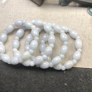 隆慈缘翡翠A货缅甸玉源头直发路路通手链桶珠长株手链椭圆桶珠链