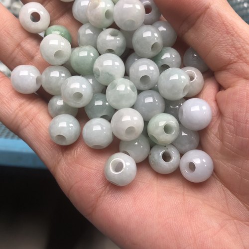 隆慈缘翡翠A货老坑种三通冰糯种散珠子珠子冰糯种玉珠三通DIY散珠