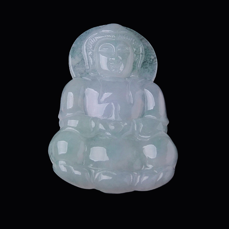 隆慈缘玉器淡紫翡翠观音吊坠缅甸保真老坑冰糯种A货挂坠送证书男