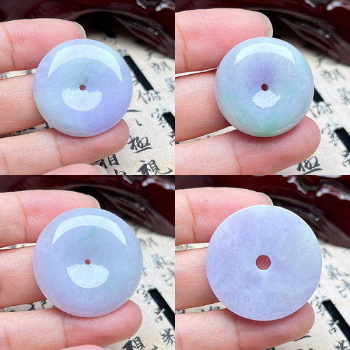 缅甸A货紫罗兰翡翠平安扣玉扣