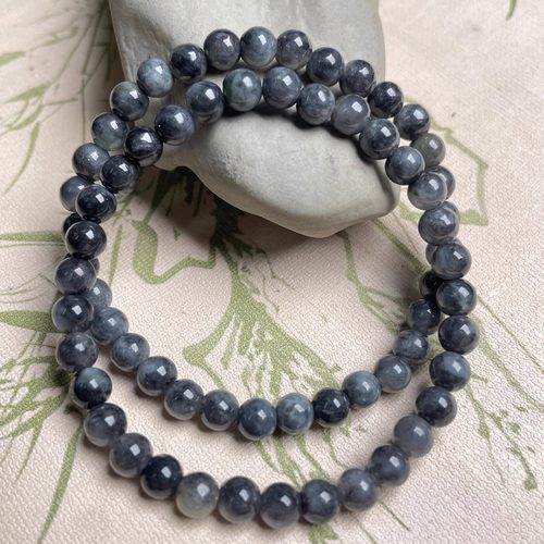 隆慈缘原矿翡翠源头A货翡翠5mm细糯种水墨画乌鸡手串圆珠玉石手链