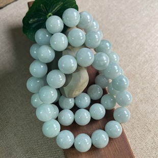 隆慈缘原矿翡翠A货13mm冰糯种冰浅绿手串男款大尺寸圆珠玉石手链