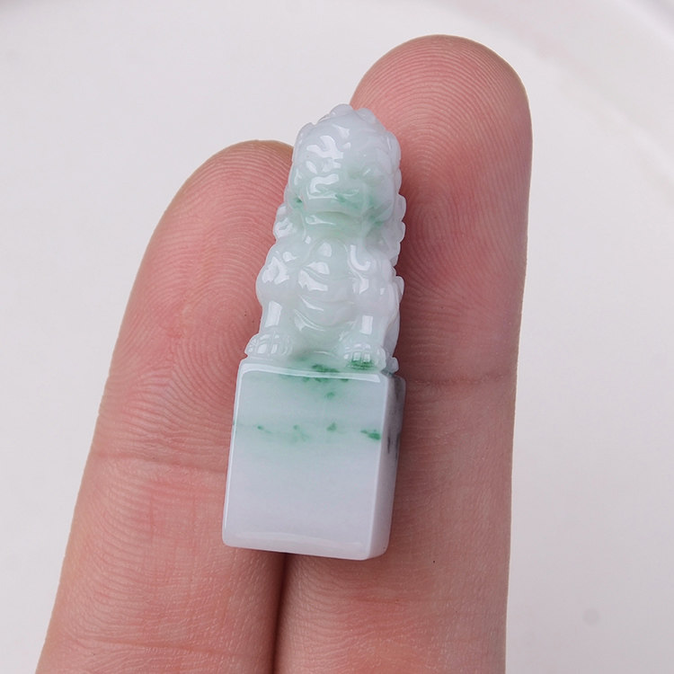 隆慈缘玉器 老坑a货阳绿翡翠貔貅印章缅甸保真冰糯种皮丘玉章送证