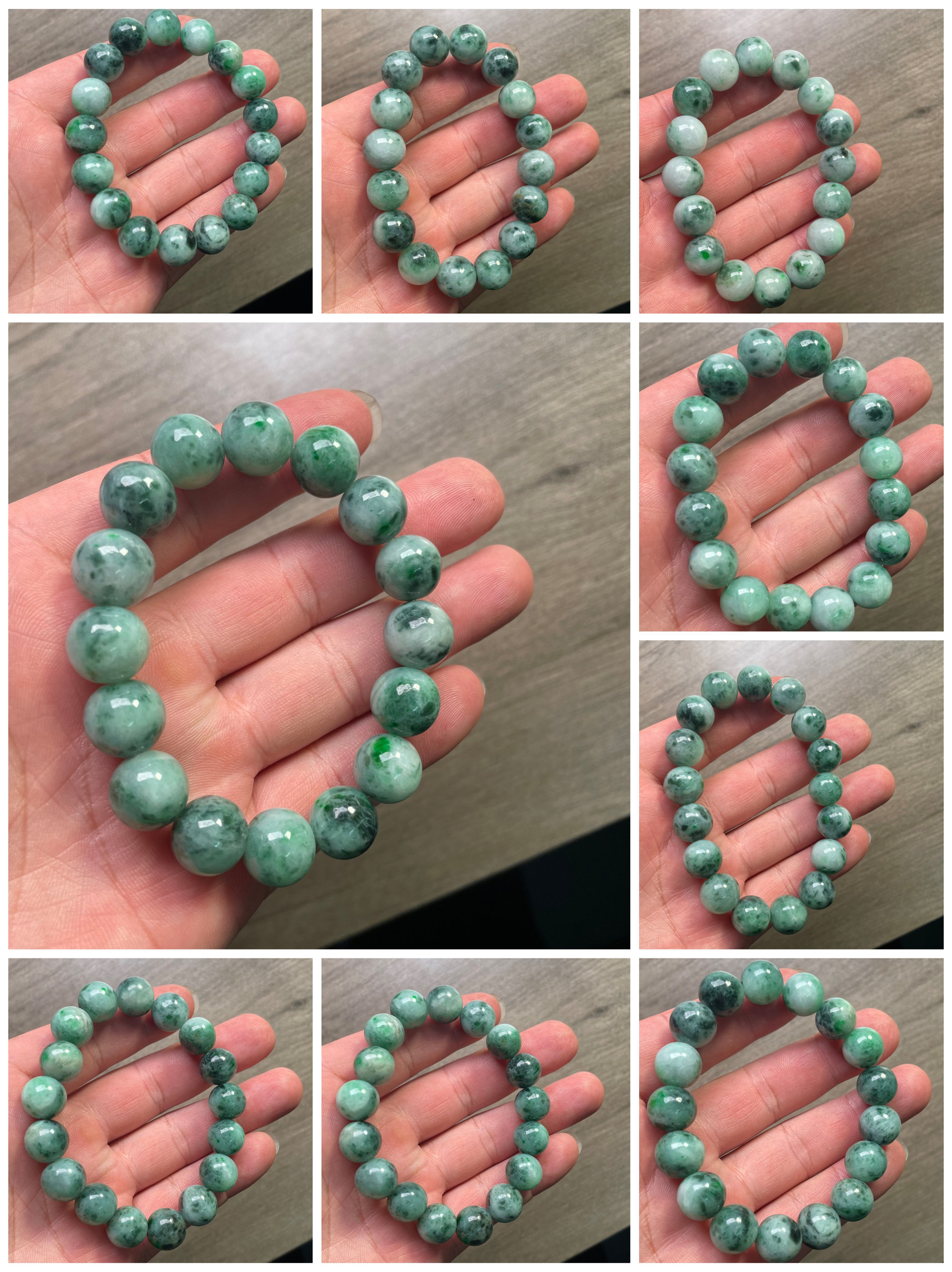 隆慈缘缅甸翡翠12mm原矿A货老坑细糯种阳绿飘花圆珠手串玉石手串