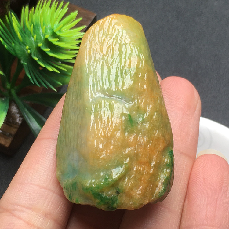 保真天然黄加绿翡翠原石料子缅甸冰糯种a货毛料可打孔送证书包邮