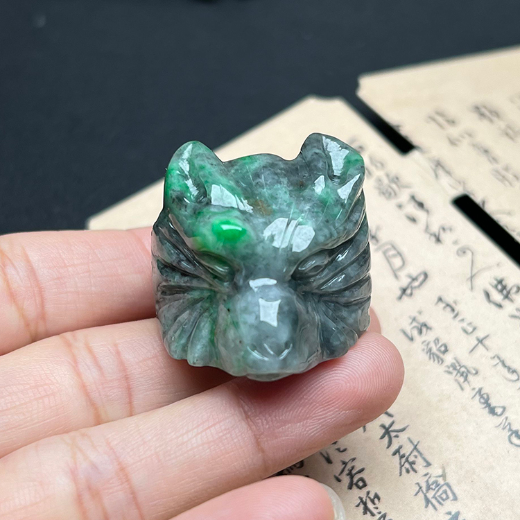 隆慈天然缘翡翠乌鸡种戒指扳指