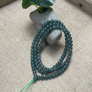 翡翠A货源头直发油青老坑冰蓝水才款 项链挂链6MM颗锁骨链多圈手链