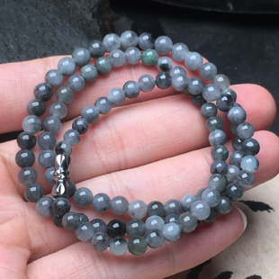 5-6MM自选翡翠玉石珠子项链缅甸保真A货乌鸡种小圆珠珠链包邮送证