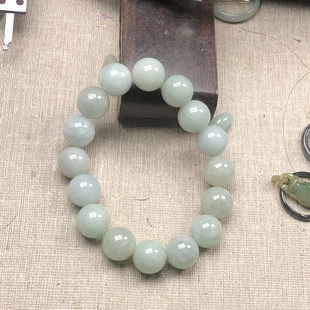 隆慈缘翡翠A货源头直发13mm果绿手链冰糯种果绿手链