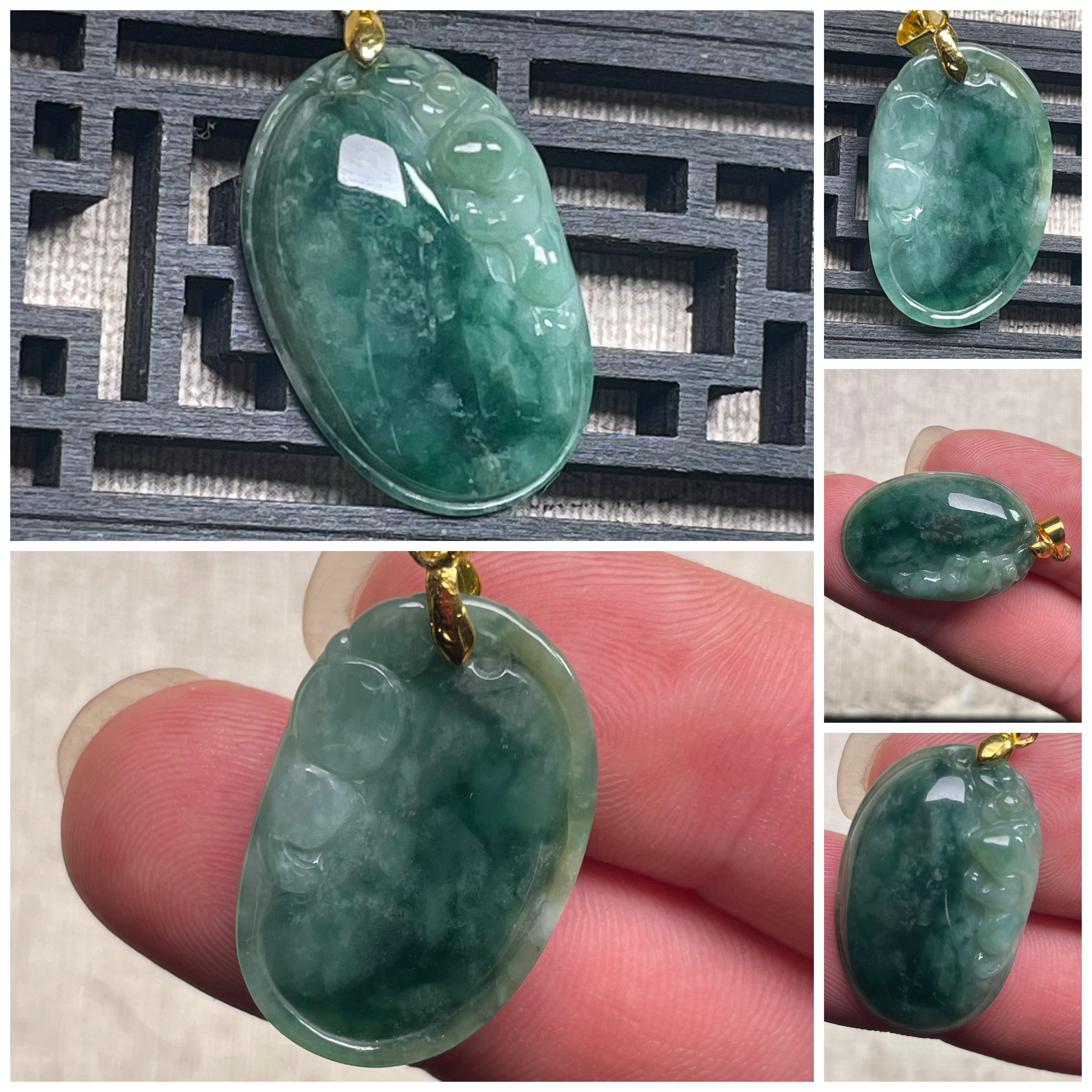 隆慈缘A货原矿翡翠玉瓜吊坠老坑冰种满绿翡翠貔貅福瓜吊坠挂件