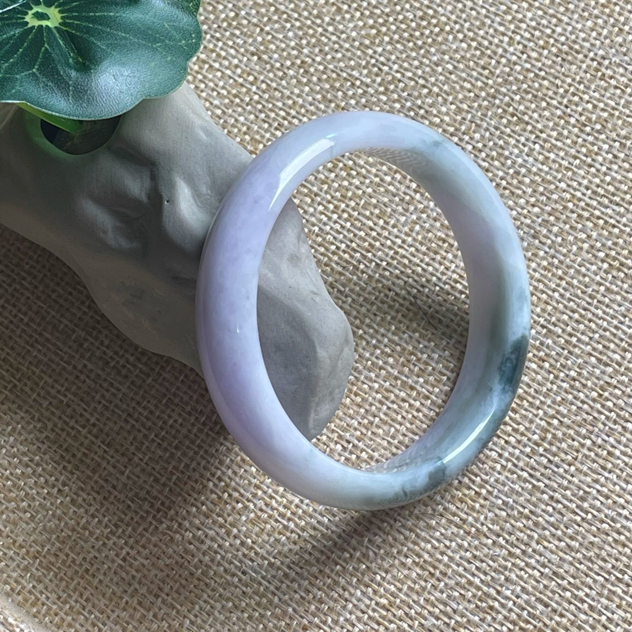 隆慈缘缅甸原矿A货翡翠51mm手镯细糯紫罗兰飘花翡翠手镯