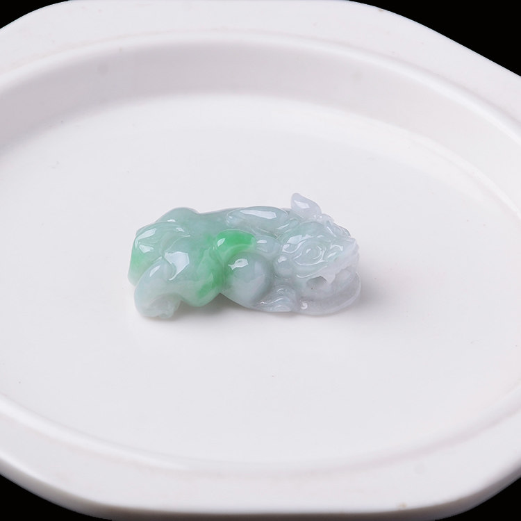 Z隆慈缘玉器阳绿吊坠缅甸保真冰糯种老坑A货立体貔貅项坠送证包邮