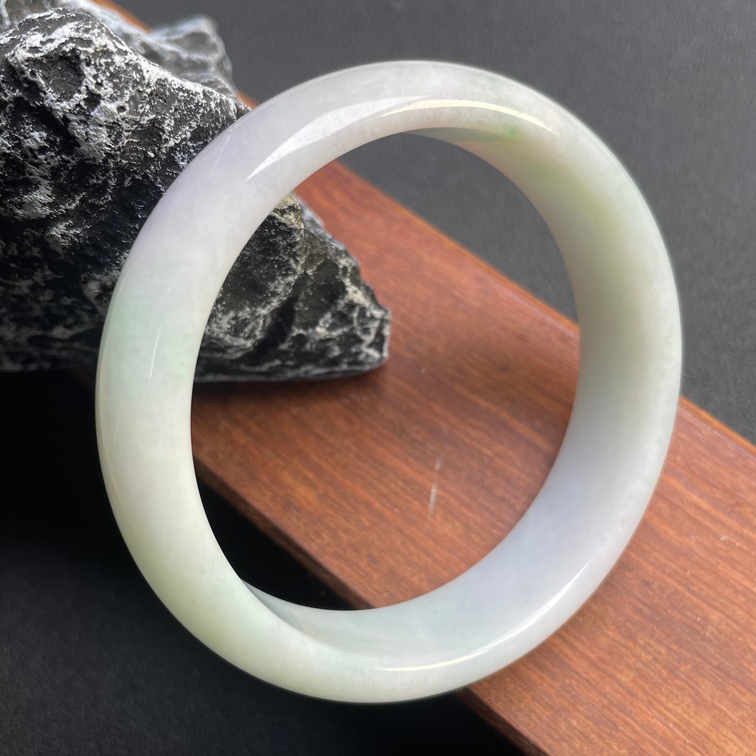 隆慈缘缅甸原矿A货翡翠57mm手镯冰糯种春彩手镯翡翠手镯轮胎镯