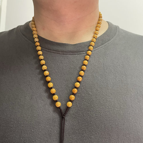 隆慈缘缅甸原矿A货7.5mm翡翠烤黄项链绳子翡翠项链绳子挂件编织绳