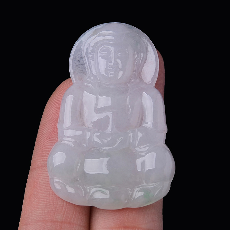 隆慈缘.玉器飘阳绿翡翠观音吊坠缅甸保真老坑冰糯种A货项坠送证书