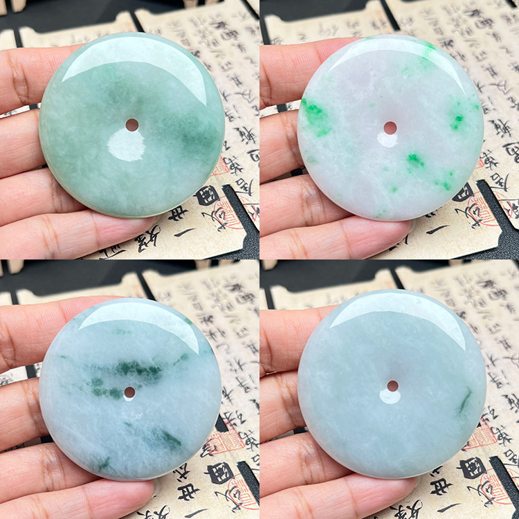 隆慈缘产地直销原矿翡翠平安扣吊坠缅甸玉器A货兰花大件玉扣男款