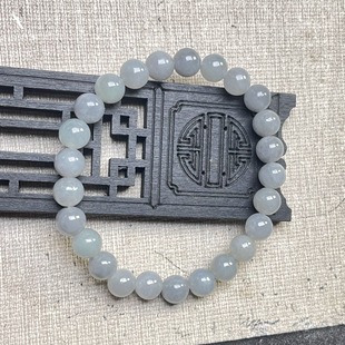 隆慈缘原矿翡翠源头直发A货翡翠7mm水墨画冰乌鸡纯色手串手链