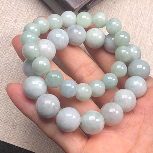 缅甸翡翠A货玉珠手串路路通男女款 淡绿8mm10mm13mm16mm手链配证书