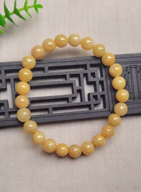 隆慈缘原矿翡翠源头直发A货翡翠细糯7.5-8mm烤黄手串手链