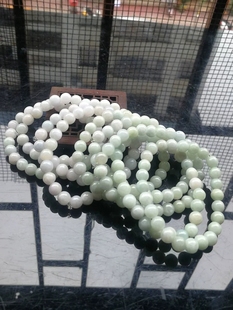 隆慈缘翡翠A货老坑糯种冰糯手串淡白淡绿7mm8mm10mm翡翠玉珠手链