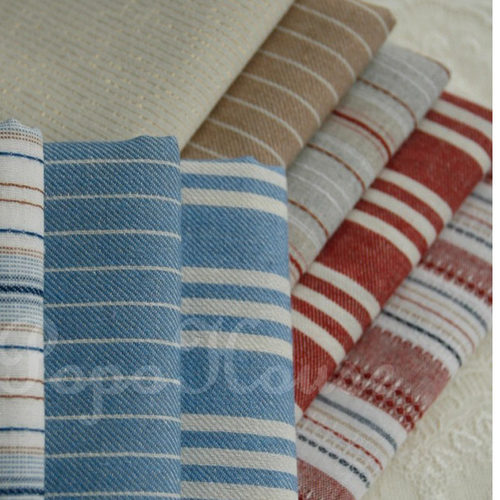 复古文艺条纹棉麻布桌布茶席面料