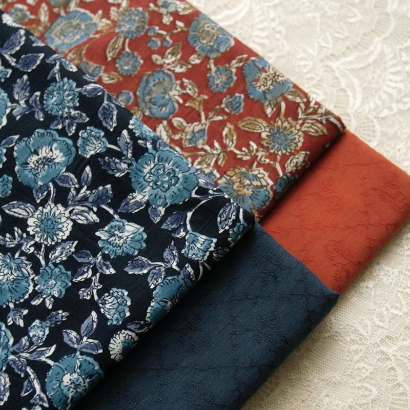 蓝骊布艺 古染红蓝花朵棉布料夏季童装衬衫连衣裙服装面料手工diy,纺织面料/辅料/配套,面料/布类,淘宝优惠券,粉丝福利购,淘宝优惠卷