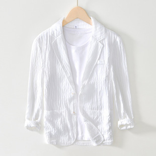 外套 宽松纯色便西服上衣男式 小清新潮流日系暗纹条纹休闲时尚 西装