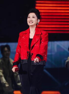 凤凰传奇演唱会礼服演唱服大红男女男女组合礼服歌手走秀跳舞礼服