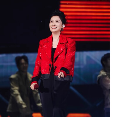 凤凰传奇演唱会礼服演唱服大红男女男女组合礼服歌手走秀跳舞礼服