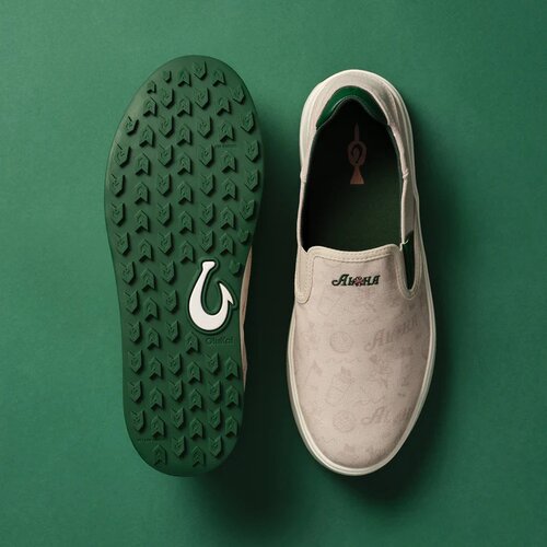 代购OluKai Waialae Slip On一脚蹬休闲高尔夫球鞋帆布透气