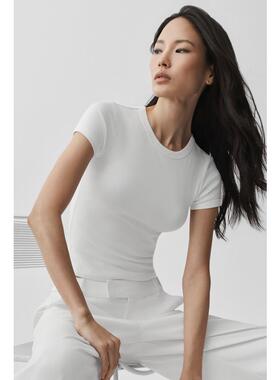 海外代购ALO YOGA女士运动T恤黑色圆领健身训练跑步修身打底衫