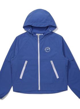 代购MALBON GOLF女士运动夹克防风轻便透气易穿脱蓝色聚酯纤维