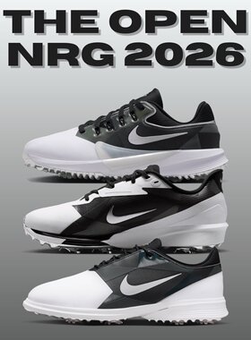 代购Nike耐克男士高尔夫鞋防水缓震低帮黑白英国公开赛限定黑白银