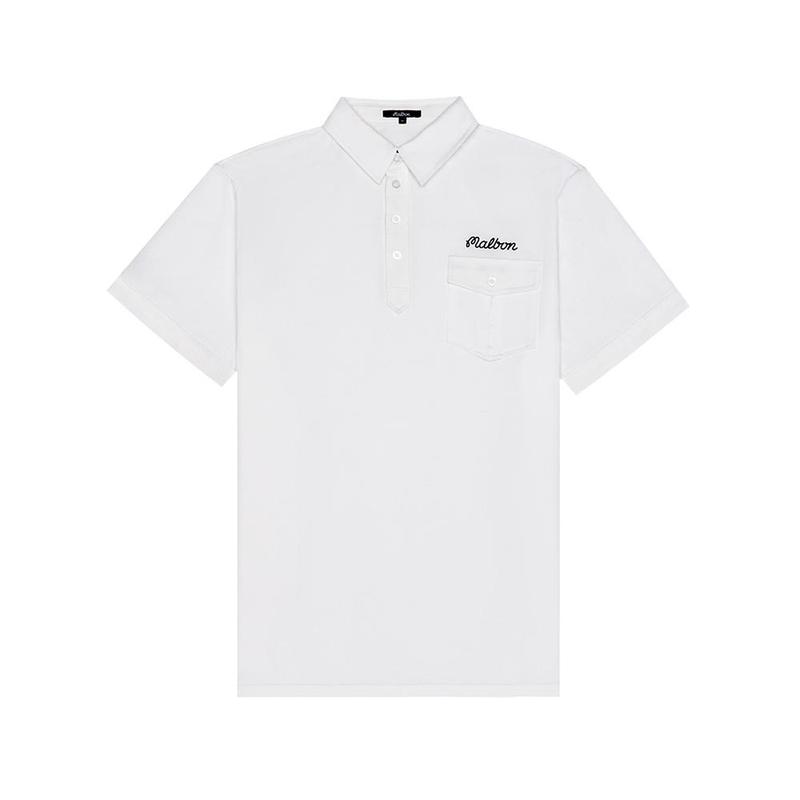 MALBON GOLF男士高尔夫运动POLO衫透气舒适日常穿搭简约白色