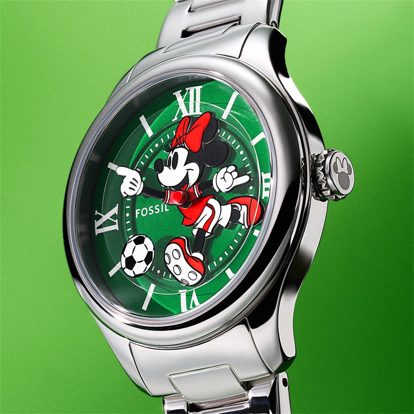 代购Disney x Fossil化石手表迪士尼米奇米老鼠足球计时男女腕表