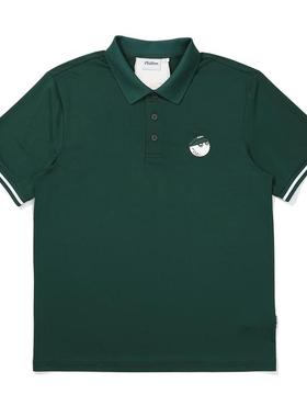 代购MALBON GOLF男士POLO衫透气吸湿排汗快干轻量深绿色短袖翻领