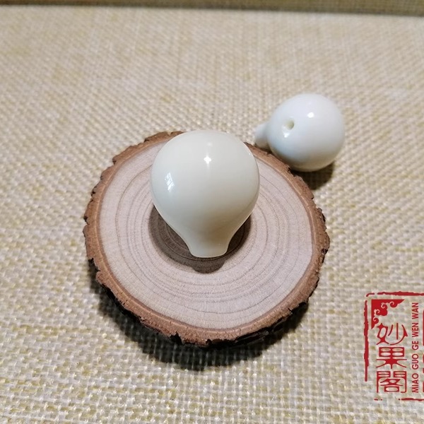 妙果阁纯手工精工天然象牙果文玩配饰一体三通灯泡佛头佛塔定做