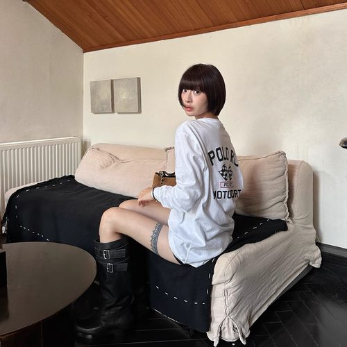 休闲百搭舒适100棉长袖T恤上衣