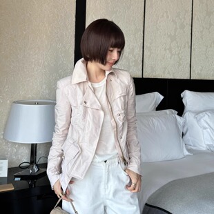 Monkey Studio 经济上行期 时髦腔调质感翻领腰带口袋设计外套