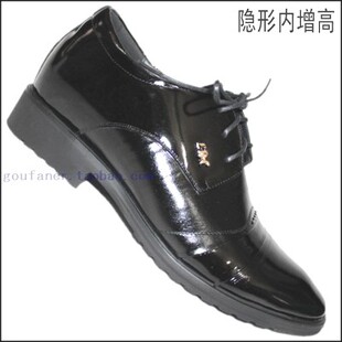 内增高皮鞋男式隐形内加高正装商务鞋亮光真皮内高跟中跟皮鞋系带